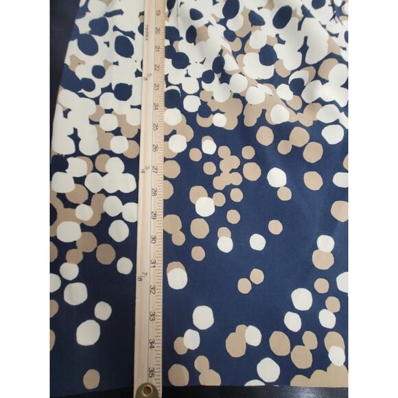 Womens Emma & Michele Dress Size 6 Blue and Tan Dotted Cap Sleeve Pencil - Picture 14 of 15